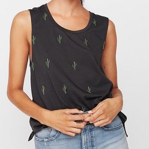Express cacti embroidery muscle tank.